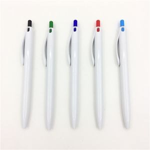 White barrel with color trim plastic ball pen