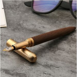 The Hemmingway Handmade Wenge Wood & Brass Fountain Pen (15Cmx13Mm) 1.7 Oz.