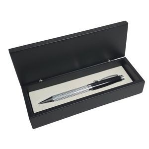 Silver Glass Fiber Finish Ball Pen / Black Wooden Box
