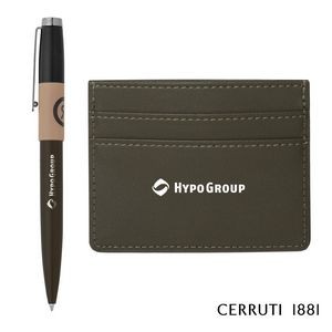 Cerruti 1881® Brick Ballpoint Pen & Card Holder Gift Set - Brown