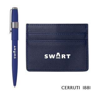 Cerruti 1881® Brick Card Holder & Block Pen Gift Set - Navy