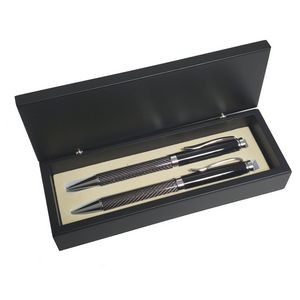 Black Glass Fiber Finish Ball Pen and Pencil Set