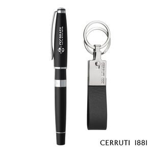 Cerruti 1881® Bicolore Rollerball Pen & Zoon Key Ring Gift Set - Black