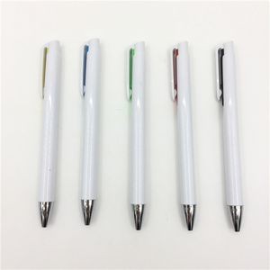 White barrel plastic ball pen with click action