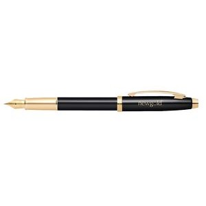 Sheaffer® 100 Glossy Black Medium Point Fountain Pen With Gold Tone Trims