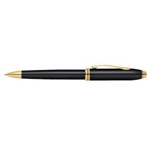 Cross® Townsend® Black Lacquer Ballpoint Pen with Gold Trim