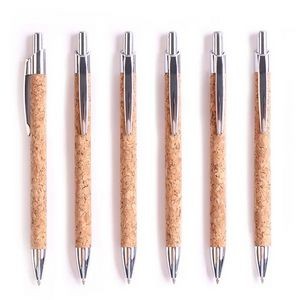 Cork Ballpoint Pen with Metal Clip