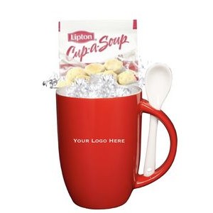 Red Soup Mug with Spoon