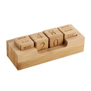 Bamboo Wood Calendar Blocks on Tray