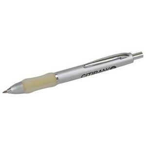 Satin Pearl Ballpoint Retractable Click Pen w/Rubber Grip