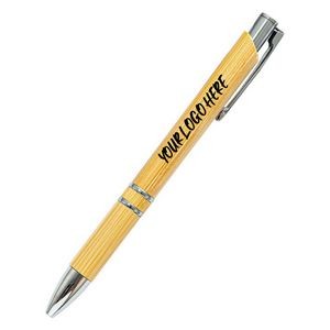 Natural Bamboo Wood Ballpiont Pen with Chrome Trim