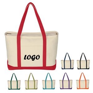 Large Two-Tone Cotton Canvas Tote Bag