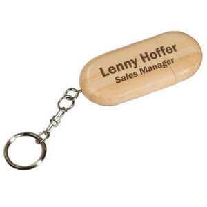Eco-Friendly 2 Gb Bamboo USB Flash Drive Keychain with Rounded Casing (S)