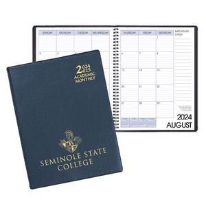 Academic Wire Bound Monthly Desk Planner w/ Continental Vinyl Cover