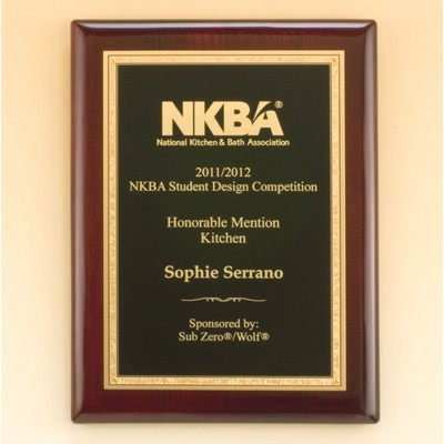 Rosewood Piano Finish Plaque with Gold Florentine Border