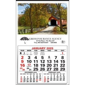 Colorful Palette "Bucks County Covered Bridge" Full Apron Hanger Calendar