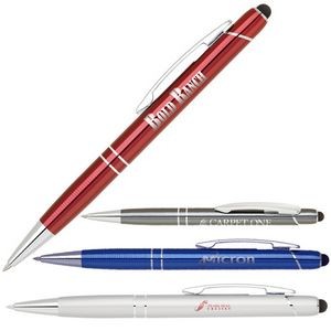 Anodized Aluminum Ballpoint Pen w/ Capacitive Stylus & Textured Grip