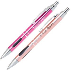 Click Action Aluminum Ballpoint Pen w/ Protruding Rubber Grip (OUTDATED)