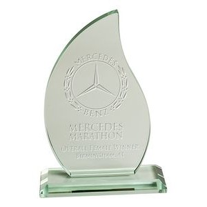 Beveled Flame Jade Glass Award, Medium (6-1/4