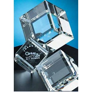Crystal Standing Beveled Cube Award (3