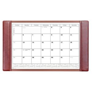 Classic Mocha Brown Leather Side Rail Desk Pad w/Calendar Insert