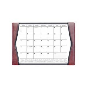 Classic Burgundy Red Leather Side Rail Desk Pad w/Calendar Insert (22.5"x17.25")