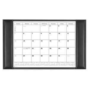 Rustic Black Leather Side Rail Desk Pad w/Calendar Insert (34"x20")