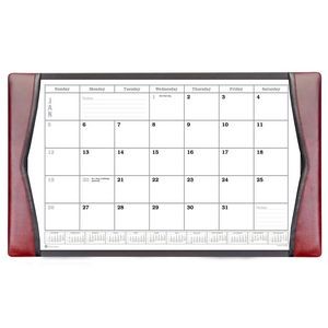 Classic Burgundy Red Leather Side Rail Desk Pad w/Calendar Insert (34"x20")