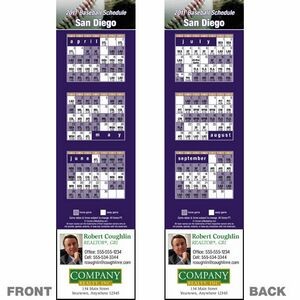 San Diego Pro Baseball Schedule Bookmark (2"x8 1/2")