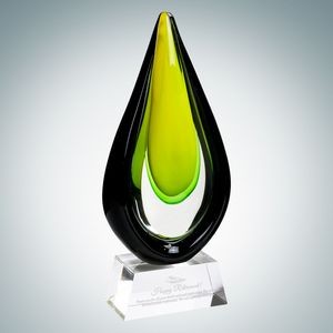 Art Glass Goldfinch Award w/Clear Base (L)