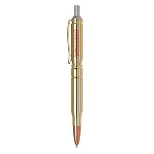 Metal Click Action Bullet Ballpoint Pen w/ Polished Gold Plate Finish